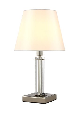 Настольная лампа NICOLAS LG1 NICKEL/WHITE Crystal Lux белая 1 лампа, основание никель металл стекло в стиле современный  фото 2